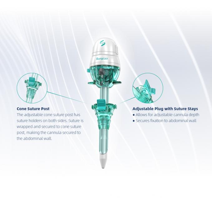 SurgSci Chirurgie Laparoscopique Trocart de Hasson avec Pointe Évasée et Fixation Solide 3