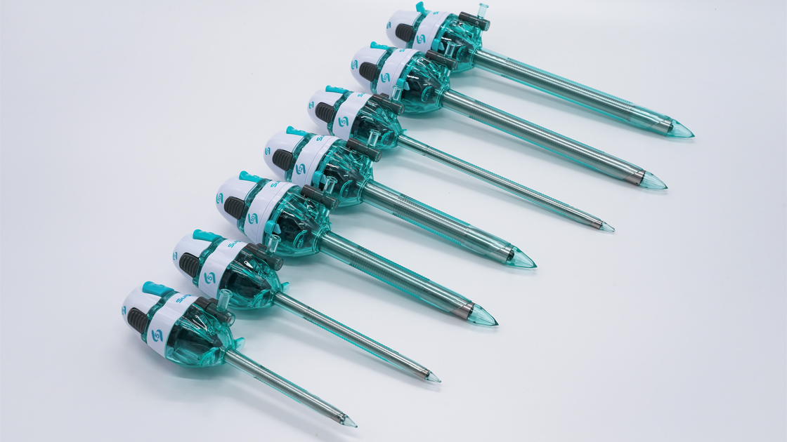 Trocar optique en tubes en acier à pointe visible avec cannule en plastique 5/10/12*75/100/150mm Surgsci